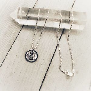 Chinese Zodiac Monkey Pendant Necklace Sterling Silver